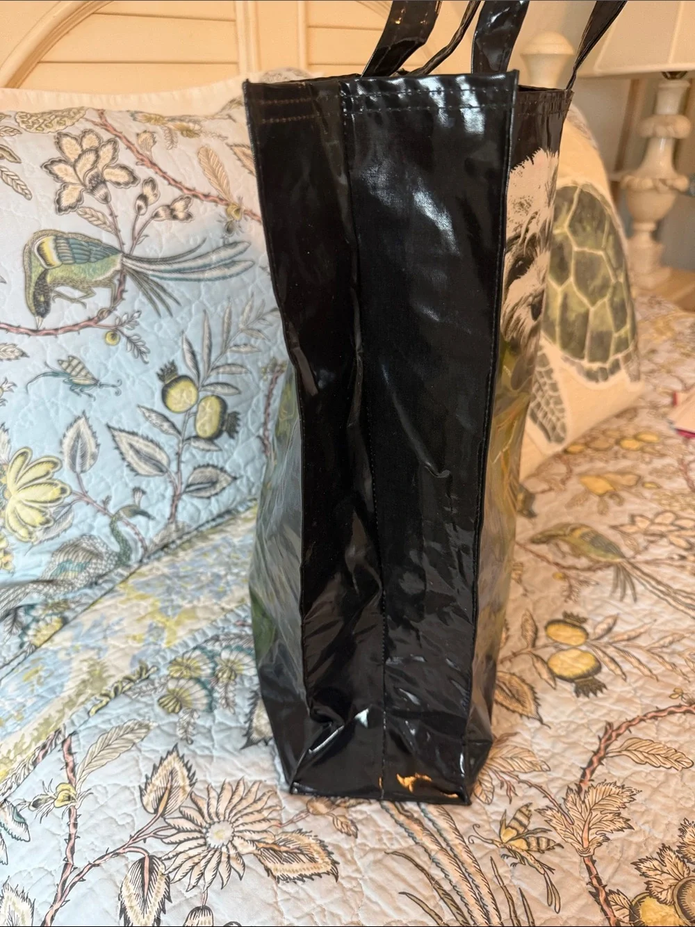 Harrods Vintage 90’s Black Tote with Westie in Green Tote